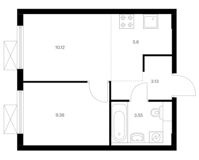 1-комнатная квартира 31.96 м², 13/24 эт., ЖК «Заречный парк»